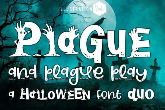 Plague Play Duo: A Spooky-Yet-Sweet Font Combination for Halloween Designs